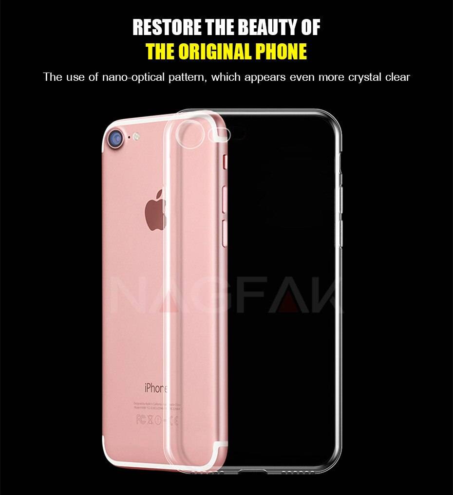 NAGFAK Ultra Thin Transparent Case For iPhone 8 7 Plus 6 6S Plus Cases Soft TPU Cover For iPhone 6 6S 7 8 Plus Phone Case Capa