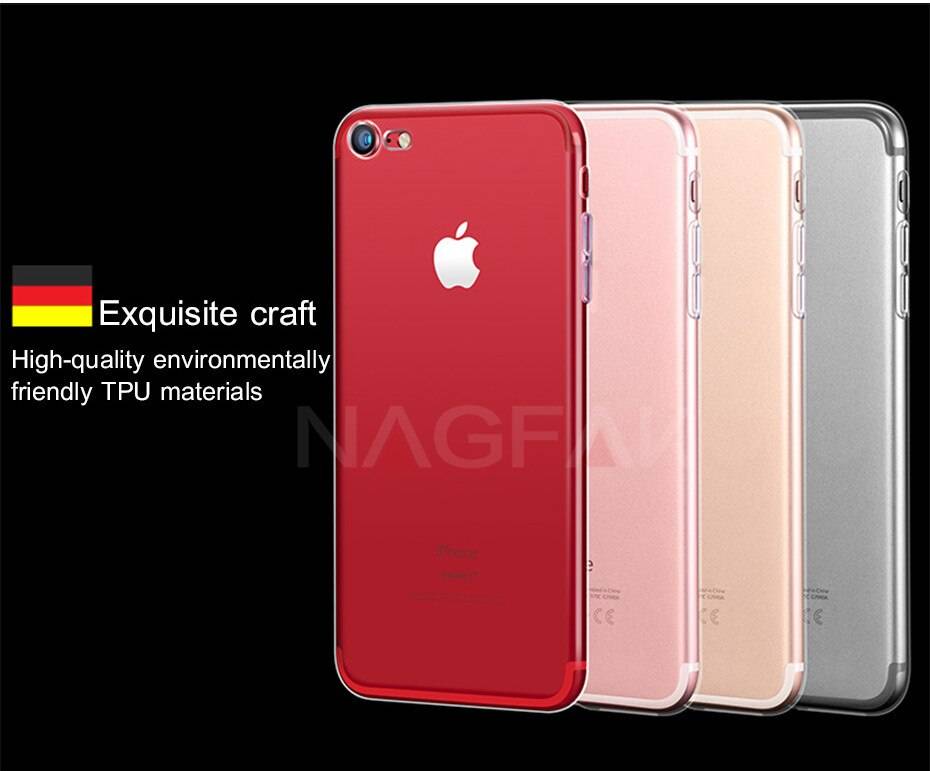 NAGFAK Ultra Thin Transparent Case For iPhone 8 7 Plus 6 6S Plus Cases Soft TPU Cover For iPhone 6 6S 7 8 Plus Phone Case Capa
