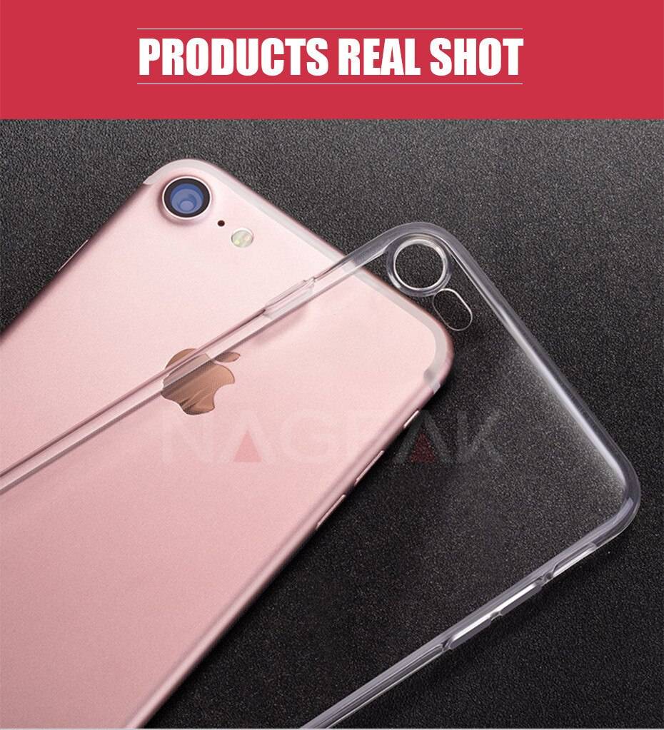 NAGFAK Ultra Thin Transparent Case For iPhone 8 7 Plus 6 6S Plus Cases Soft TPU Cover For iPhone 6 6S 7 8 Plus Phone Case Capa