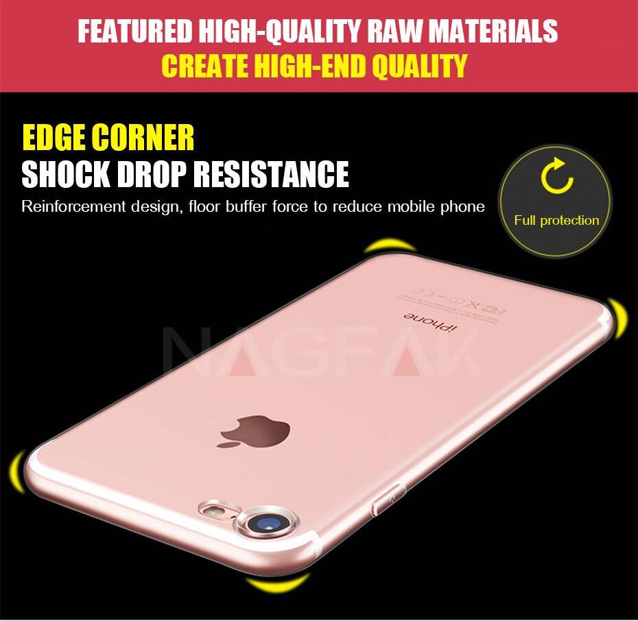 NAGFAK Ultra Thin Transparent Case For iPhone 8 7 Plus 6 6S Plus Cases Soft TPU Cover For iPhone 6 6S 7 8 Plus Phone Case Capa