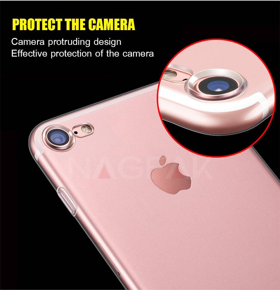 NAGFAK Ultra Thin Transparent Case For iPhone 8 7 Plus 6 6S Plus Cases Soft TPU Cover For iPhone 6 6S 7 8 Plus Phone Case Capa