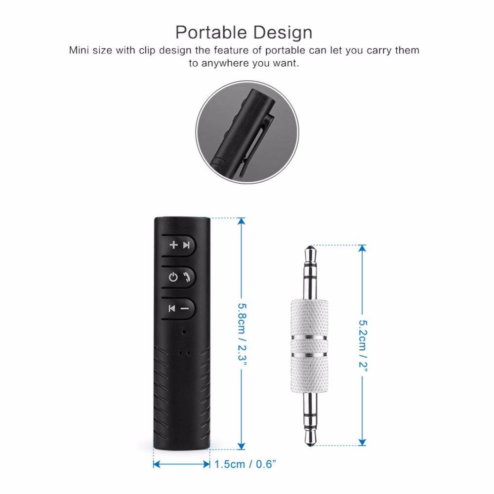 3.5mm Jack Clip-on Wireless Bluetooth Receiver Mini Bluetooth Car kit Audio Music adapter with Mic for Headphone Speaker
