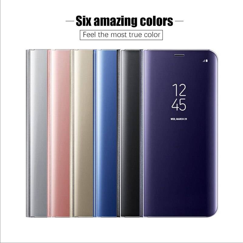 For Samsung Galaxy S8 Plus S6 S7 Edge Note 8 Smart Clear Mirror View Case For Samsung A3 A5 A7 J3 J5 J7 2017 Flip Stand Cover