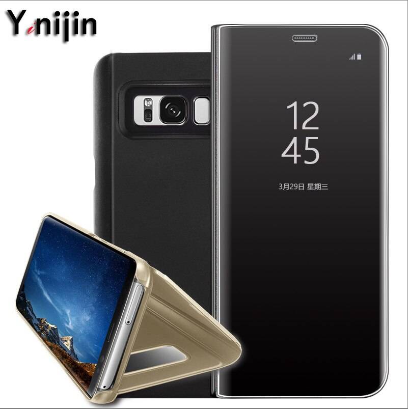 For Samsung Galaxy S8 Plus S6 S7 Edge Note 8 Smart Clear Mirror View Case For Samsung A3 A5 A7 J3 J5 J7 2017 Flip Stand Cover
