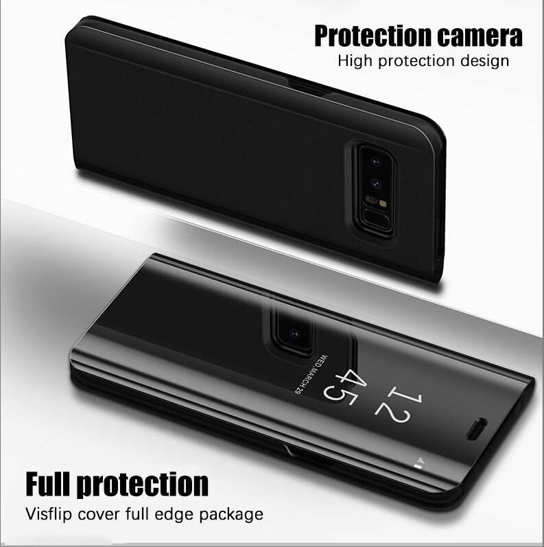 For Samsung Galaxy S8 Plus S6 S7 Edge Note 8 Smart Clear Mirror View Case For Samsung A3 A5 A7 J3 J5 J7 2017 Flip Stand Cover