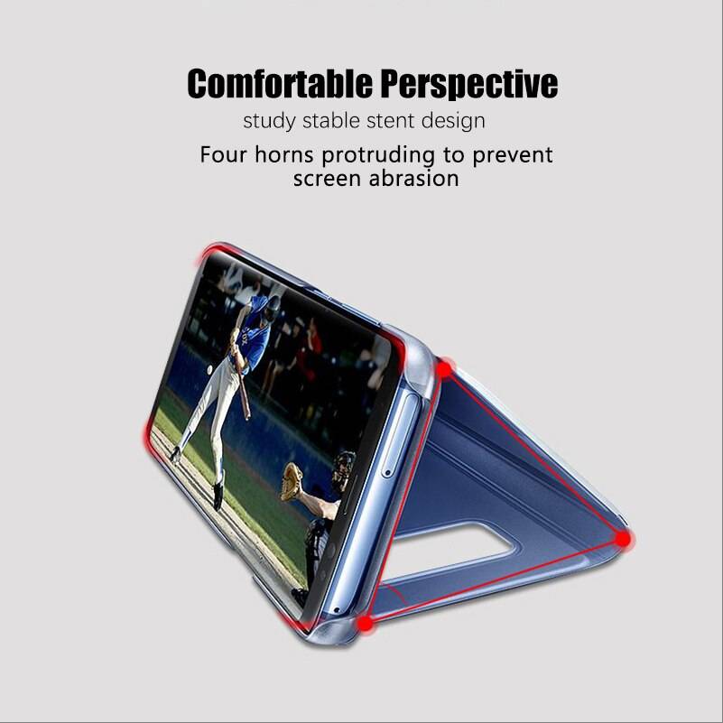 For Samsung Galaxy S8 Plus S6 S7 Edge Note 8 Smart Clear Mirror View Case For Samsung A3 A5 A7 J3 J5 J7 2017 Flip Stand Cover