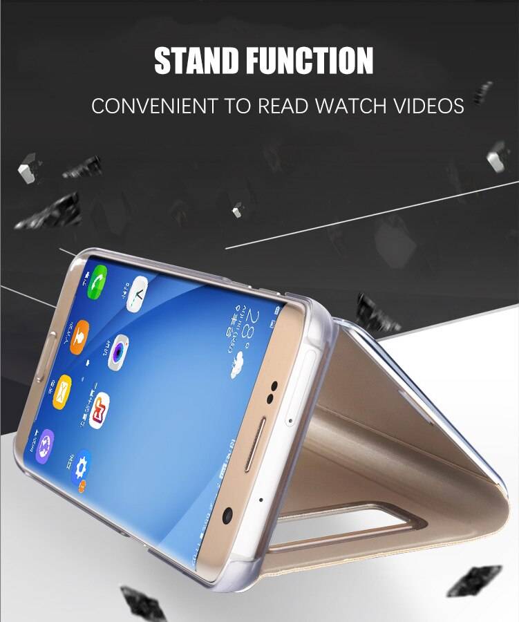 For Samsung Galaxy S8 Plus S6 S7 Edge Note 8 Smart Clear Mirror View Case For Samsung A3 A5 A7 J3 J5 J7 2017 Flip Stand Cover