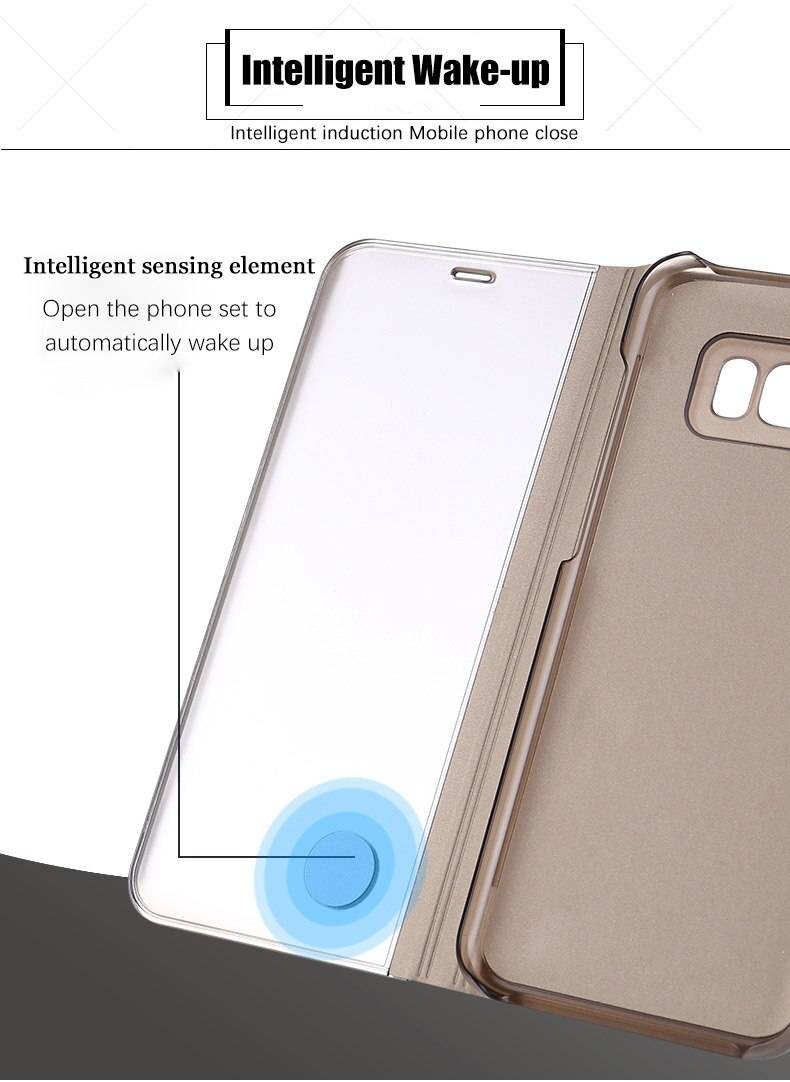 For Samsung Galaxy S8 Plus S6 S7 Edge Note 8 Smart Clear Mirror View Case For Samsung A3 A5 A7 J3 J5 J7 2017 Flip Stand Cover