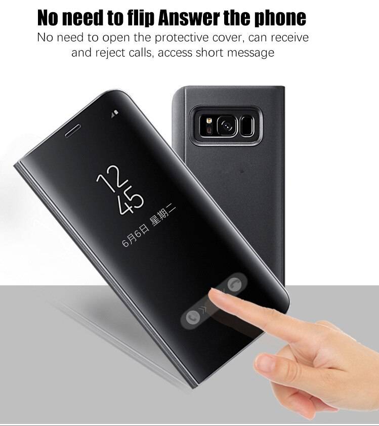 For Samsung Galaxy S8 Plus S6 S7 Edge Note 8 Smart Clear Mirror View Case For Samsung A3 A5 A7 J3 J5 J7 2017 Flip Stand Cover