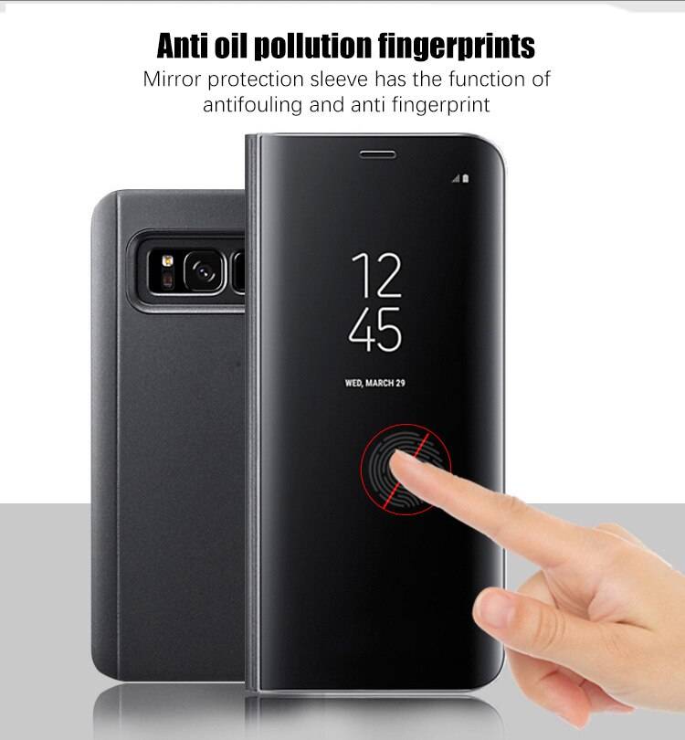 For Samsung Galaxy S8 Plus S6 S7 Edge Note 8 Smart Clear Mirror View Case For Samsung A3 A5 A7 J3 J5 J7 2017 Flip Stand Cover