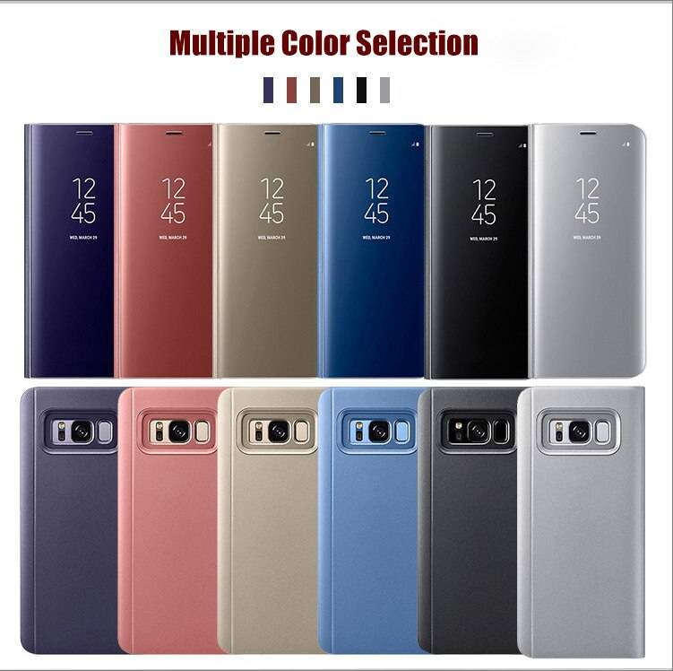 For Samsung Galaxy S8 Plus S6 S7 Edge Note 8 Smart Clear Mirror View Case For Samsung A3 A5 A7 J3 J5 J7 2017 Flip Stand Cover