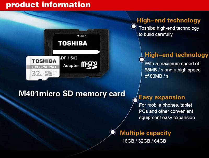 TOSHIBA U3 EXCERIA PRO 32GB 64GB Memory Card 4 k Highway Vehicle Traveling Data Recorder Monitoring Stored Micro SD Card 95MB/s
