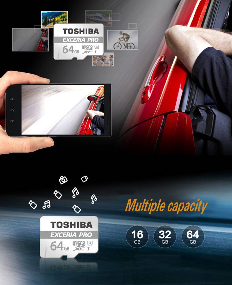 TOSHIBA U3 EXCERIA PRO 32GB 64GB Memory Card 4 k Highway Vehicle Traveling Data Recorder Monitoring Stored Micro SD Card 95MB/s