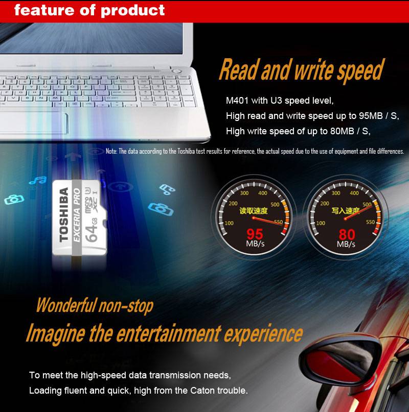 TOSHIBA U3 EXCERIA PRO 32GB 64GB Memory Card 4 k Highway Vehicle Traveling Data Recorder Monitoring Stored Micro SD Card 95MB/s