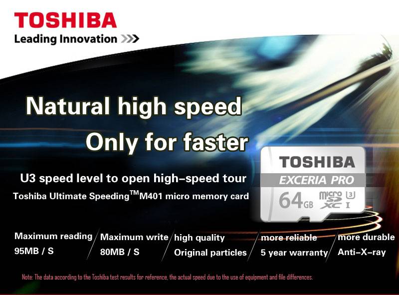 TOSHIBA U3 EXCERIA PRO 32GB 64GB Memory Card 4 k Highway Vehicle Traveling Data Recorder Monitoring Stored Micro SD Card 95MB/s