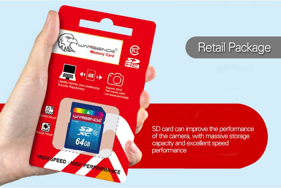 Hot sale Wansenda Full size SD card 64GB 32GB 16GB SDHC Card SD Card flash Memory Card 8GB 4GB universal for digital camera