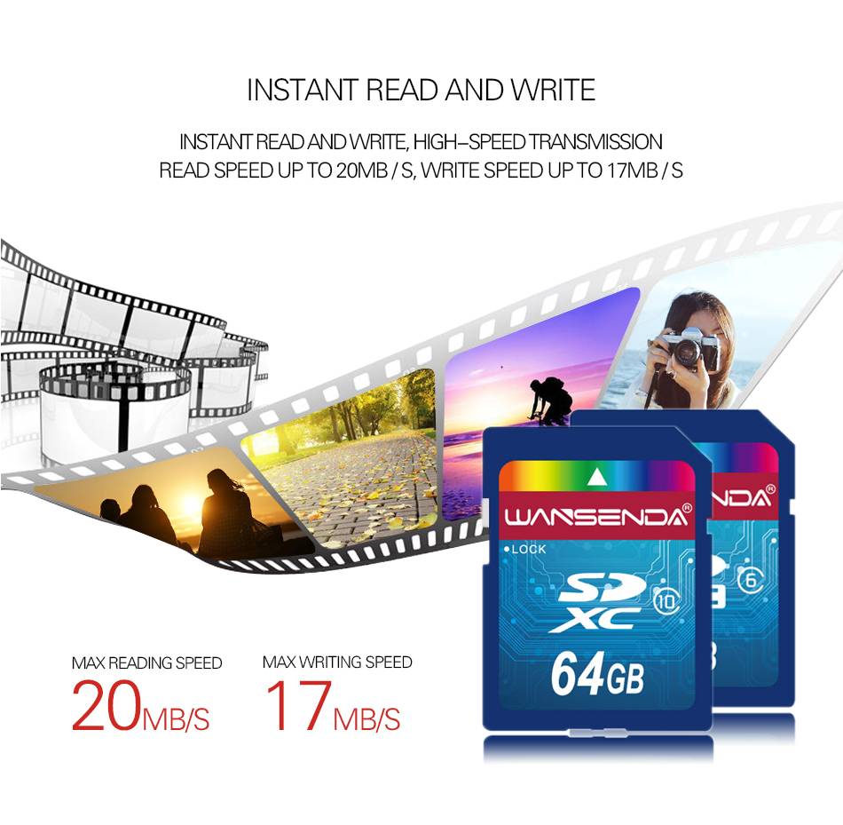 Hot sale Wansenda Full size SD card 64GB 32GB 16GB SDHC Card SD Card flash Memory Card 8GB 4GB universal for digital camera